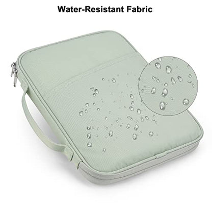 Tablet Sleeve 9-11", Fits iPad Pro 11" M5/M4, Slim Case Friendly | Water-repellent nylon, padded; fits Samsung Galaxy Tab S9/S8; pockets for charger & earbuds — 7 oz, commute & travel ready. - color: Green-Updated Version, size: 9-11
