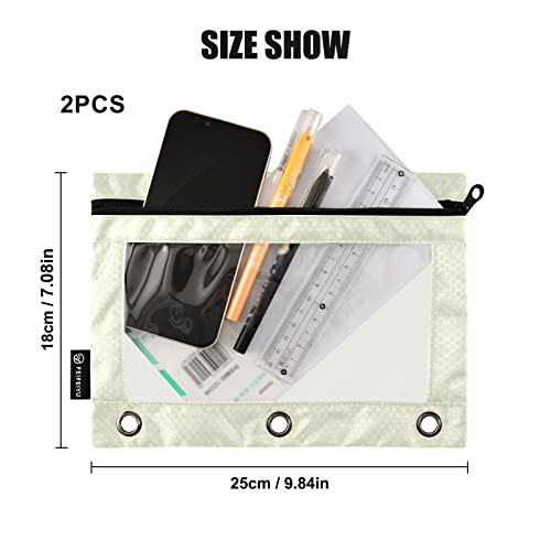 Binder Pouches,Beige Pencil Pouch for 3 Ring Binder 2 Pack Clear Pencil Bag with Zipper for Office School Supplies - color: Beige