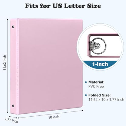 1-1/2'' 2-Inch 3-Ring Binder with Pockets, Premium View Binders with Three Ring Binders Holds up to 200/325/450 Sheets US Letter Size, Bulk Pack of 6 (1-inch Pastel 6 Packs) - size: 1 inch