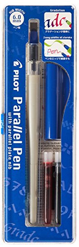 PILOT Parallel Calligraphy Pen Set, 6.0mm Nib with Black and Red Ink Cartridges (90053) - color: Red/Blue, size: 1 Count (Pack of 1), style: 6.0mm Nib