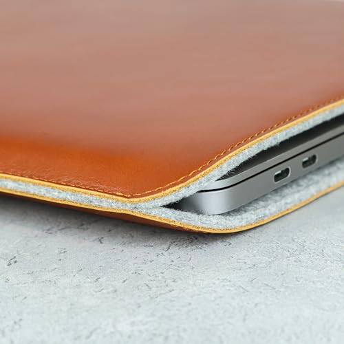Casemade Real Leather Laptop Sleeve for MacBook Pro & Air Fits 13, 14, 15 & 16 Inch - Genuine Full Grain Leather with Soft Wool Lining (13 inch - MacBook Air M1/M2/M3/M4/M5, Pro 2016-2023, Neo 2026) - color: Tan, size: 13” Pro, Air (M1-M5), Neo