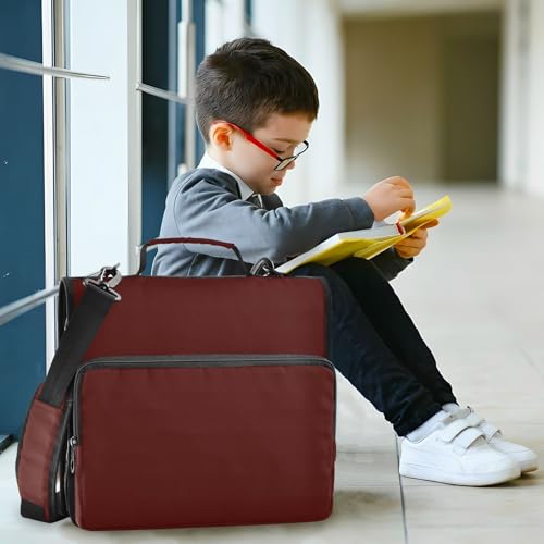1.5 Inch 3 Rings Binder Zipper with Strap Waterproof School Binders Organizer for School/Office Burgundy - color: Burgundy