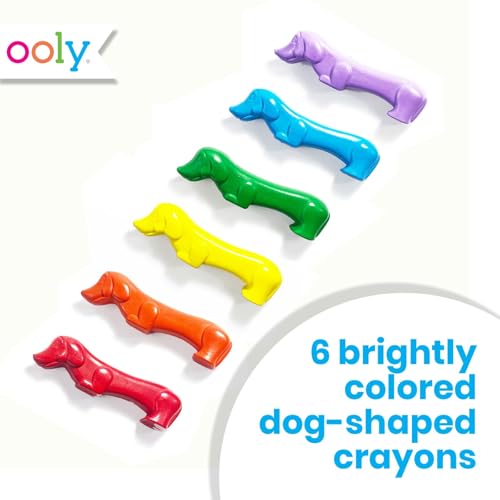 OOLY Pawsome Pups Dog Shaped Crayons for Kids - Set of 6 Dachshund Animal Crayons, 6 Colors, Non-Toxic, Ages 3+ - style: Pawsome Pups