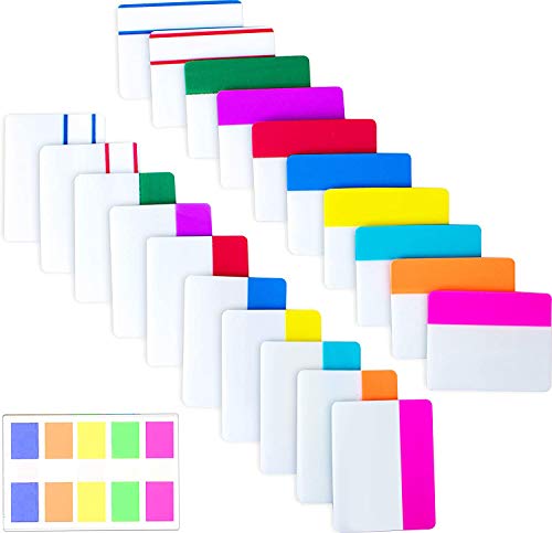 500 Pieces Tabs 2 Inch Sticky Index Tabs, Writable and Repositionable | File Tabs Flags Colored Page Markers Labels for Reading Notes, Books and Classify Files, 21 Sets 10 Colors,Smooth Writing - color: Vibrant, size: 500