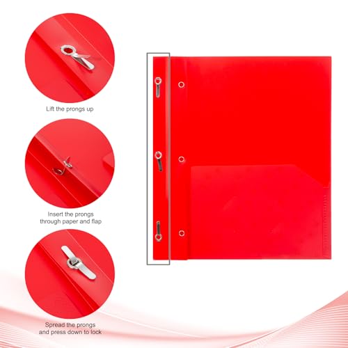 ViVin Plastic Folders with Pockets and Prongs,24 Pack,Heavy Duty 2-Pocket File Folder with 3 Fasteners,Fits Letter Size Paper,for School Home and Office(Bright Red) - color: Bright Red, size: 24 PACK
