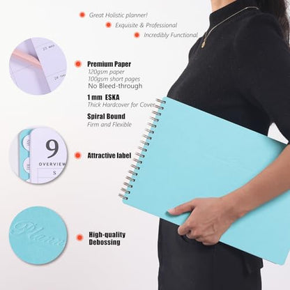 Leanga 2026 Planner, Dated Weekly & Monthly Planner with Goal Setting and Habit Tracker for Achieving Success, Academic Desk Calendar-13-1/2" x 9",Large Hardcover Dashboard Deskpad-Azure - color: Azure