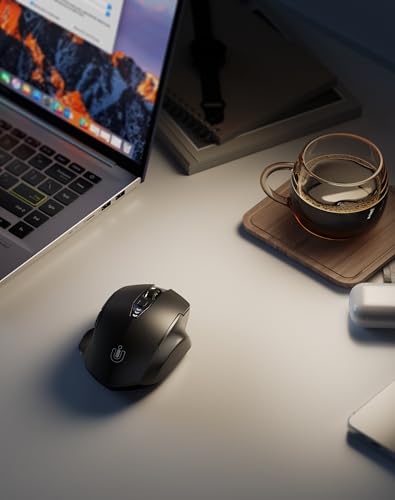 Uineer Wireless Bluetooth Mouse,[Upgraded] Rechargeable (BT 5.0/4.0+2.4G Hz),Computer Mouse with Visible Battery Level, 4 Adjustable DPI, Portable PC Mouse for MacBook Chromebook,Black - color: Black