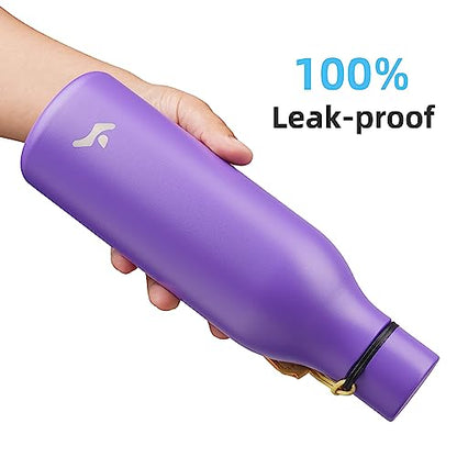 Konokyo Insulated Water Bottle with Strap,18 oz Double Wall Stainless Steel Vacuum Bottles Metal Water Flask,Purple - color: Purple, size: 18 Ounces