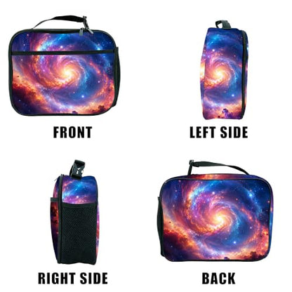 Space Lunch Bag Insulated Reusable Lunch Box Kids Girls Boys Cooler Thermal Tote Bag For Men Women School Work Picnic - color: Space