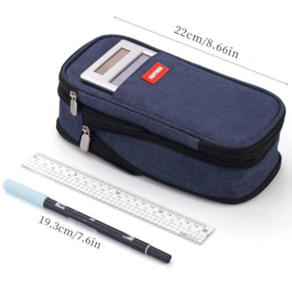EASTHILL Big Capacity Pencil Case Large Pencil Pouch Stationery Pen Bag for Teen Girls-Deep Blue - color: Deep Blue
