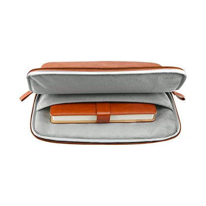 MOSISO Laptop Sleeve Bag 13.3 inch Compatible with MacBook Air/Pro, 13-13.3 inch Notebook, Compatible with MacBook Pro 14 2026-2021 M5 M4 M3 M2 M1, PU Leather Padded Bag Waterproof Case, Brown - color: Brown, size: 13.3 inch