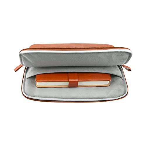 MOSISO Laptop Sleeve Bag 16 inch Compatible with MacBook Air 15 inch 2026-2023 M4 M3 M2/Pro 16 inch 2026-2019 M4 M3 M2 M1, 15-15.6 inch Notebook, PU Leather Padded Bag Waterproof Case, Brown - color: Brown, size: 16 inch