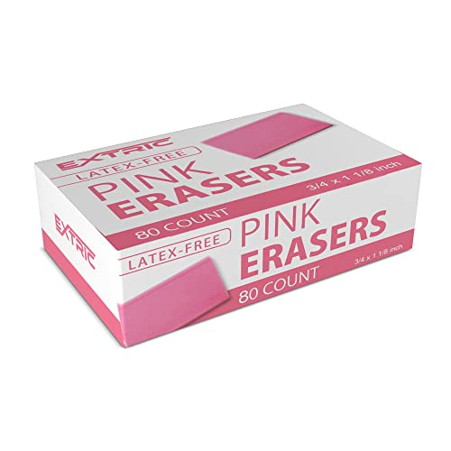 Pink Erasers, 80 Count, Latex Free Eraser for Kids, Square Eraser, Erasers Bulk for School Supplies, Art, and Office Use - size: 80 Count Square Erasers
