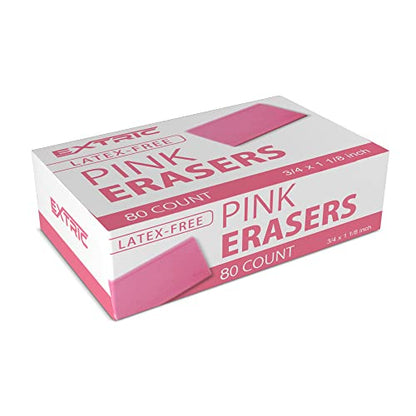 Pink Erasers, 80 Count, Latex Free Eraser for Kids, Square Eraser, Erasers Bulk for School Supplies, Art, and Office Use - size: 80 Count Square Erasers