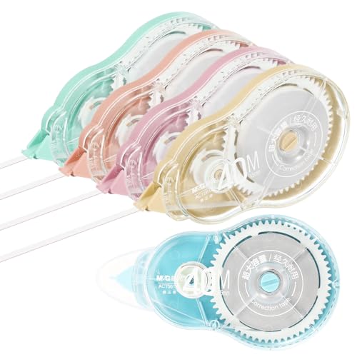 M&G 5Pcs 131 Ft Tape, Correction Tape Tear Resistant Whiteout Tape Easy to Use Instant Bulk Cute Transparent Dispenser for Classroom Office, Pastel Color
