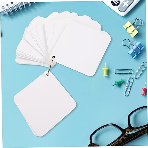 1set Blank Flash Cards Rings Single Hole Punched Notecards for Studying Note Taking Diy Projects and Games Smooth Surface for Easy Writing and - size: 7.80X7.80X0.01CM