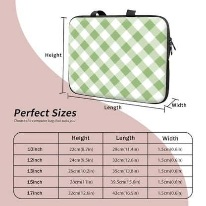 Universal Laptop Sleeve Tablet Case 12 inch, Green and White Checkered Slim Carrying Handbag Travel Laptop Bag for Surface Pro 9 8 7/Laptop Go 2 3, MacBook Air 11/12 - color: Green and White Checkered, size: 12 inch