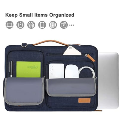 MOSISO 360 Protective Laptop Shoulder Bag,13-13.3 inch Computer Bag Compatible with MacBook Pro 14, HP, Dell, Lenovo, Asus Notebook,Side Open Messenger Bag with 4 Zipper Pockets&Handle, Navy Blue - color: Navy Blue, size: 13.3 inch