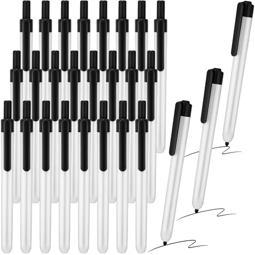 Affrolling 24 Count Retractable Dry Erase Marker, Fine Point Clickable Whiteboard Markers Bulk Low Odor No Bleed Smear, Back to School Gift for Teacher, Office Meetings, Classroom (Black) - color: Black