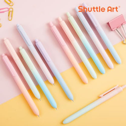 Shuttle Art Retractable Pastel Shifting Gel Ink Pens, 15 Pack Black Ink Pens, Cute Pens 0.5mm Fine Point Soft Aesthetic Barrel for Smooth Writing Journaling Taking Notes School Office Home - color: 15 Black Ink--Shifting Barrel
