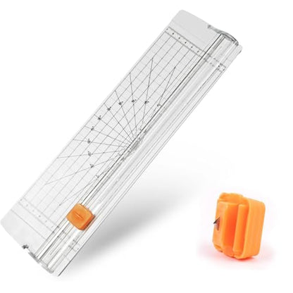 Paper Cutter Slider Small,14” Two-Way Paper Trimmer Built-in Measuring Tape