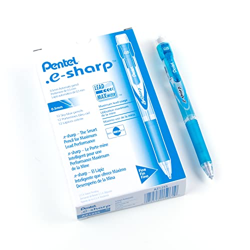 Pentel E-Sharp Mechanical Pencil, 0.50 mm, Sky Blue Barrel, 12- Count (AZ125S) - color: Blue, size: 12 Count (Pack of 1)