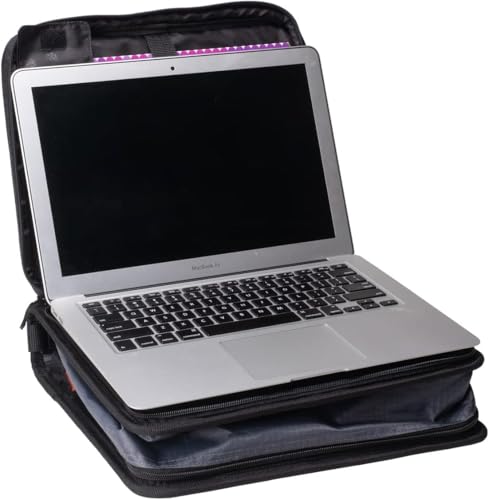 Case-it 2 Inch 3 O-Ring Zipper Binder with Padded Laptop Case Workstation, Shoulder Strap, LT-117, Black - color: D Black / Multi, size: 36 Pack