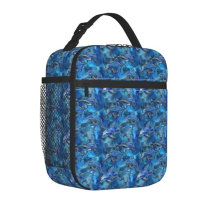Alcohol Ink Dolphins Lunch Bag 10In | Insulated Lunch Box Reusable Tote Bag For Picnic Office For Women Men - color: Style 6