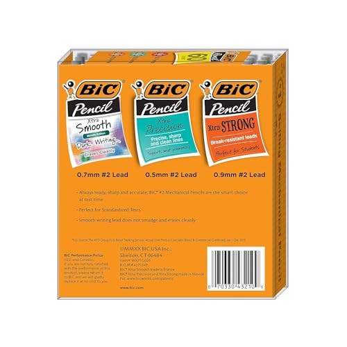 BIC Mechanical Pencils, Assorted Sizes, #2 Lead, 60/Pack (WX7TG026-BLK)