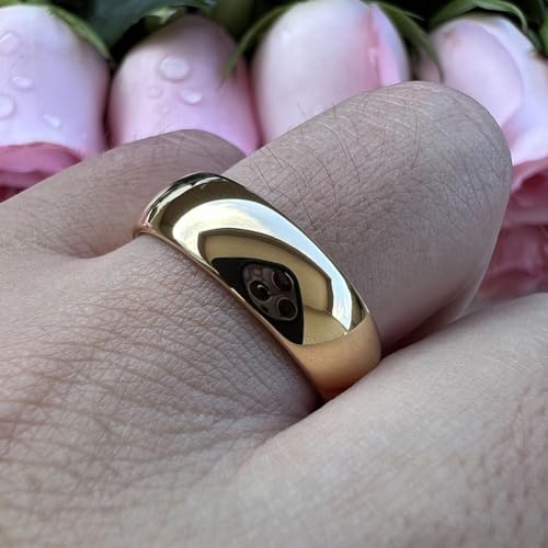 TUTISS 3mm 4mm 5mm 6mm 7mm 8mm 10mm Silver/Gold Tungsten Rings for Men Women Couple Fashion Jewelry Engagement Wedding Bands Domed Polished Comfort Fit - color: 7mm Gold Tungsten