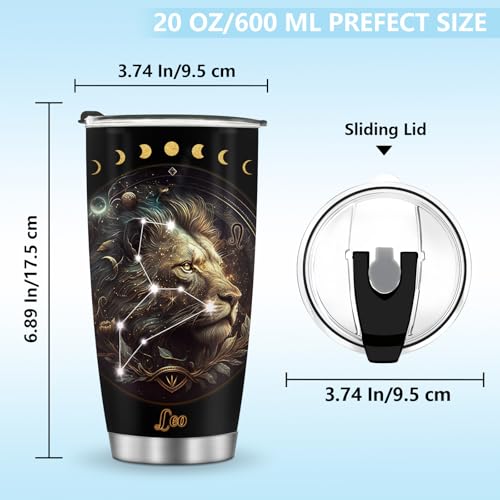 Horoscope insulated Travel Coffee Tumblers Mug Cup Water Bottle Gifts for Men Women Christmas Birthday Children Day Anniversary 20oz Stainless Steel Iced Hot and Cold - color: Leo-656