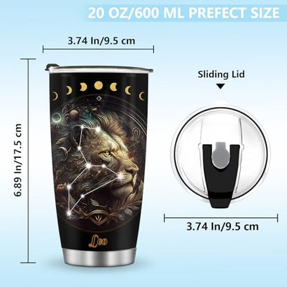 Horoscope insulated Travel Coffee Tumblers Mug Cup Water Bottle Gifts for Men Women Christmas Birthday Children Day Anniversary 20oz Stainless Steel Iced Hot and Cold - color: Leo-656