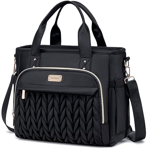 Weitars Insulated Lunch Bag for Women,Leak Proof Lunch Box for Work,Extra Large Lunch Tote Bag With Removable Shoulder Strap with Side Pockets,Reusable Lunch Bag For Picnic Hiking (Black-02) - color: Black-02