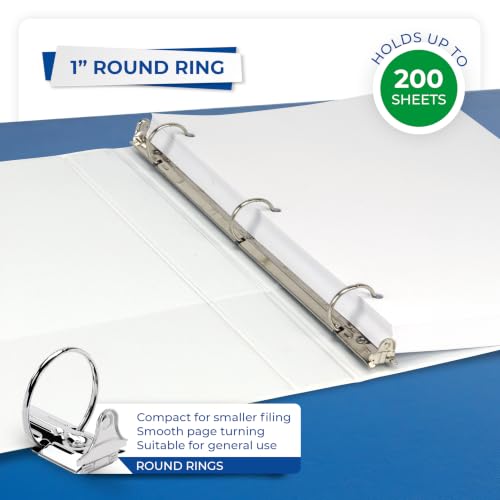Samsill 1 Inch 3 Ring Binders, Economy Round Ring, Clear View Cover, 200 Sheet Capacity - for School, Home, Office - White, 6 Pack - color: White, size: 6-Pack, style: 1-Inch