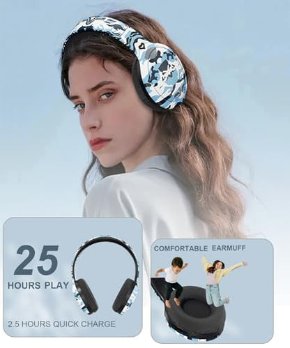 Kids Bluetooth Headphones, Kids Headphones Wireless with Built-in Mic, HD Sound, Over-Ear Foldable Bluetooth 5.3 Headsets for Boys Girls School Travel Airplane iPad Tablet (Blue)