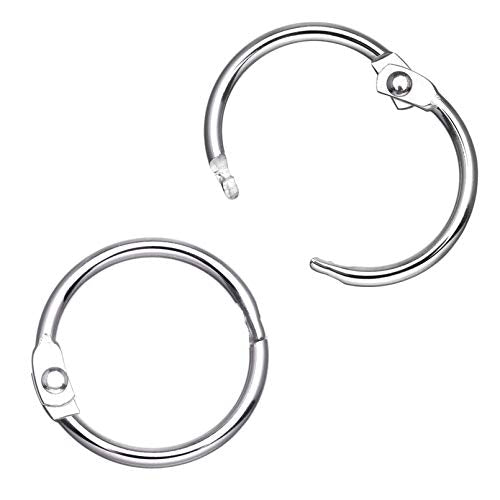 Antner 100Pcs Loose Leaf Binder Rings, 0.75" Diameter, Nickel Plated Metal Book Paper Rings Clips Keychain Keyrings for Index Cards, Flashcards, Notebooks, Photos, Scrapbooks, Home Office Supplies - size: 0.75 Inch-100 Pieces