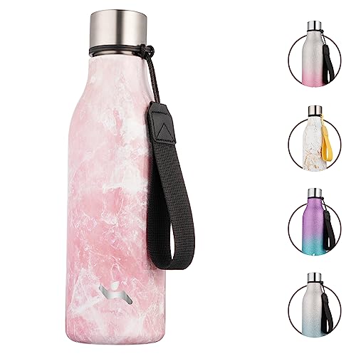 Konokyo 18 oz Insulated Stainless Steel Metal Water Bottle with Strap - color: Blossom, size: 18 Ounces