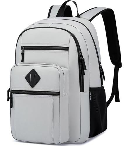 ZUBOND Backpack for School, Lightweight Boys Girls Backpack Fits 17.3 Inch Notebook, Water Bottle Pocket - Ideal for Teens, College Students, Adults - color: Grey, size: 17.3 Inch