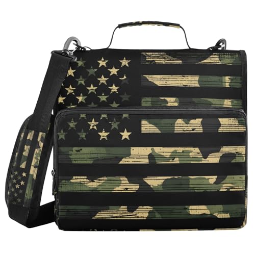 ALAZA Zipper Binder 3 Ring Binder Organizer with Zipper Shoulder Strap Large Capacity Multi-Pocket Trapper Keeper File Folder - color: Multicolored 1