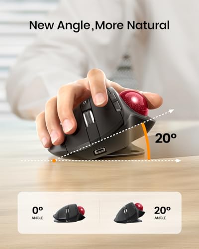 ProtoArc Wireless Trackball Mouse, EM01 NL Ergonomic Bluetooth Rollerball Thumb Rechargeable Computer Laptop Mouse, Adjustable Angle & 3 Device Connection for PC, Mac, Windows-Red Ball - color: Red Ball