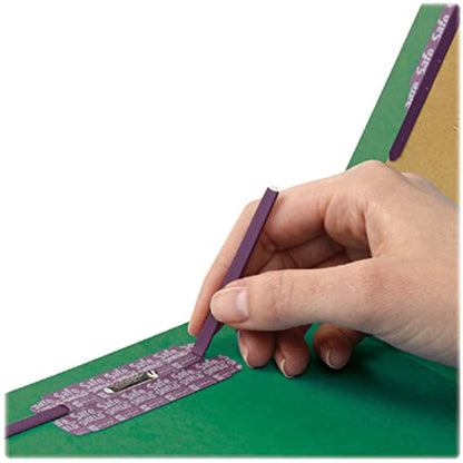 Smead Pressboard Classification File Folder with SafeSHIELD Fasteners, 1 Divider, 2" Expansion, Letter Size, Green, 10 per Box (13733) (Pack of 1) - color: Green
