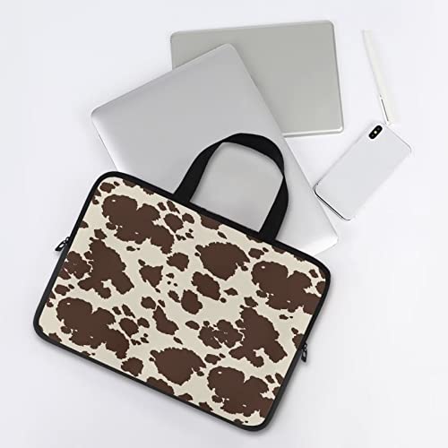 Cow Hide Print Brown Stripe Laptop Cases & Sleeves, Women's Computer Tote Bag for 10" 12" 13" 15" 17 inch Tablet/Notebook/Reader, Carrying Sleeve Handbag with Handle - color: Cow Hide Print Brown Stripe, size: 10 Inch