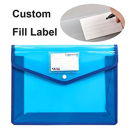 YoeeJob Plastic File Folders Legal Size 2 Pcs, Expandable Document Folder with Snap Button Closure, A4 Expanding File Wallet Envelopes Pouch with Label Pocket, Blue - color: Blue, size: 2 Pack
