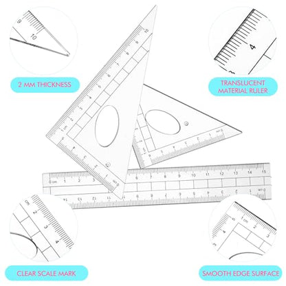 Zonon 24 Sets Math Geometry Kit Student 10 Pcs Shatterproof Storage Box Includes Compass, Rulers, Protractor, Eraser, Pencil Sharpener, Lead Refills, Pencil for Back to School Students Class Teacher