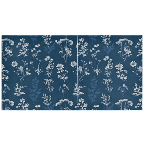 Navy Blue Retro Botanical Flower Binder 3 Ring 1.5 Inch Binder with Clipboard&Pockets, Hardcover Binders Heavy Duty Large File Folder for Office School Supplies - Holds 200 Sheets - color: Navy Blue Botanical Flower, size: 1 Pack-12.4x10.63in