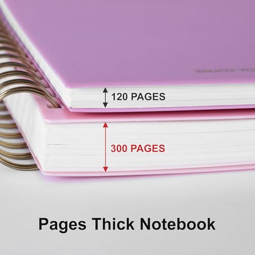 Yoment B5 Spiral Notebook,300 Pages College Ruled Lined Journal,Hardcover | 100GSM thick paper,7 x 10 inches Black hardcover with lay-flat binding and inner pocket for school,office,work,study - color: Pink