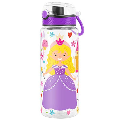 Cute Water Bottle for School Kids Girls, BPA FREE Tritan & Leak Proof & Easy Clean & Carry Handle, 23oz/ 680ml - Princess - color: Princess
