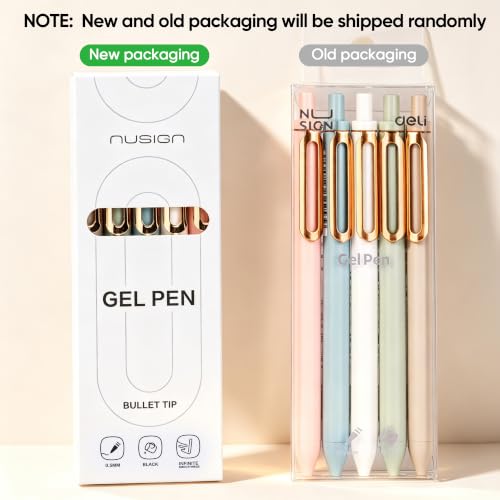 NUSIGN Gel Pens, 5 Pcs 0.5mm Retractable Quick Dry Black Ink Fine Point Rolling Ball Gel Pen, Smooth Writing No Bleed for Journaling Note Taking, Home School Office Supplies - color: Morandi-5pcs