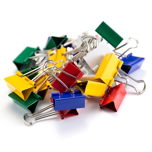 Officemate OIC-31029 Binder Clips, Metal, Assorted Colors, Medium, 24-Pack - color: Assorted Colors, size: Medium
