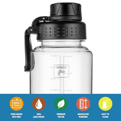 Fanhaw 32 oz Clear BPA-Free Tritan Water Bottle with Fast-Flow Spout Lid, BPA-Free & Leak-Proof Wide-Mouth Reusable Bottle for Gym, School & Office, Back to School Essentials (Clear&Black) - color: Clear&Black, style: 32 Ounces